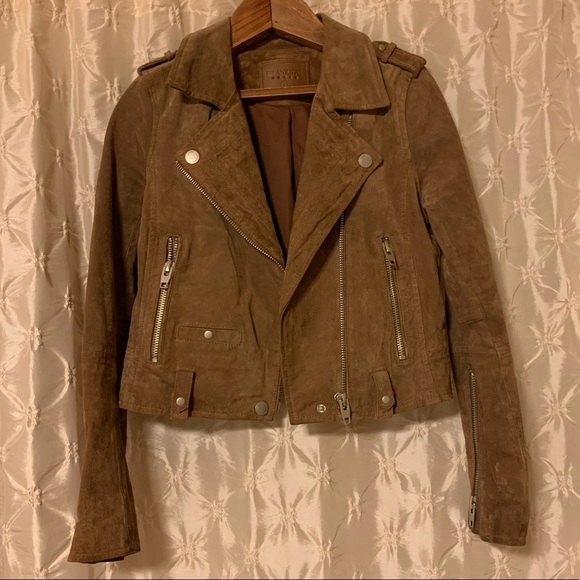 Blank NYC Suede Leather Jacket Brown Moto Fitted - Picture 2 of 15